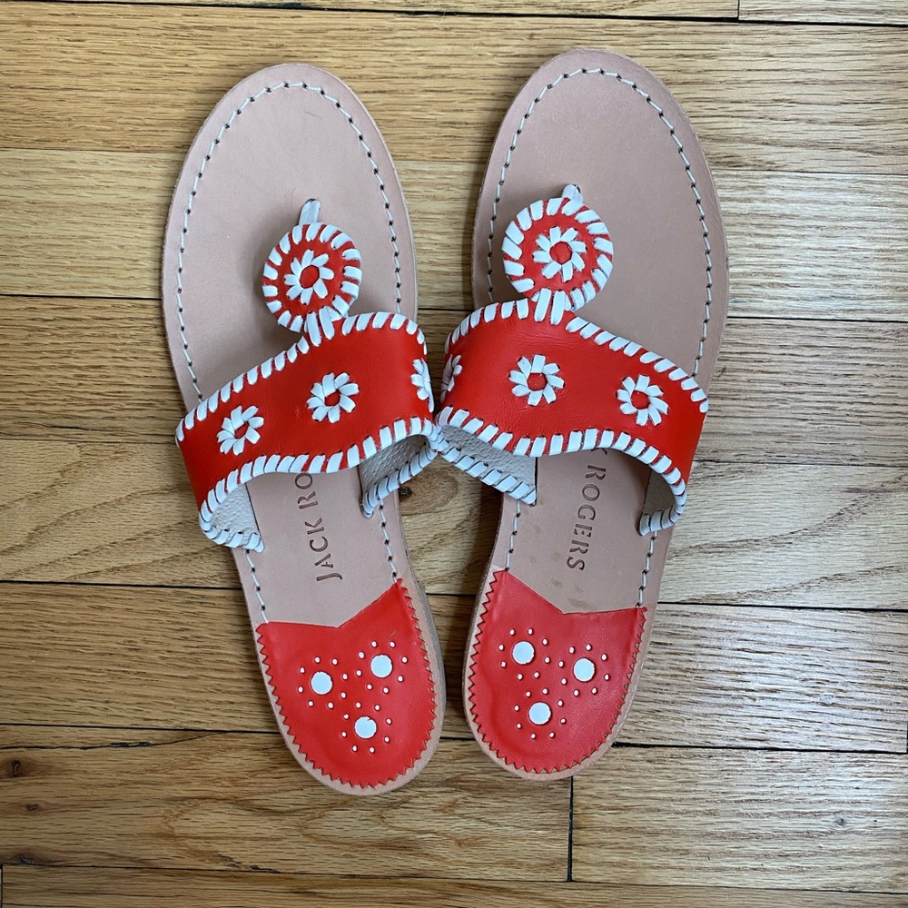 JACK ROGERS RED SANDALS (size 9.5) - LIKE NEW